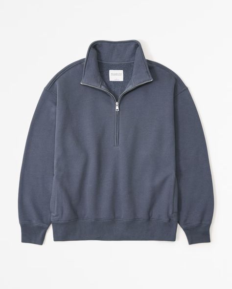 Women's Essential Vintage Sunday Half-Zip | Women's Tops | Abercrombie.com Grey Cropped Hoodie, Navy Blue Hoodie, Cropped Crewneck, Striped Sweatshirts, Half Zip Sweatshirt, Comfy Sweatshirt, Women Essentials, Zip Up Sweater, Zip Sweater