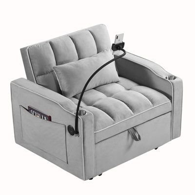 This sleeper chairs can easily convert into a Chaise Lounges or a single bed. This convertible design provides maximum living flexibility in the minimum amount of space. You will love the lounging capabilities of this versatile and space-saving pullout couch bed. Appropriate for apartment, dorms, apartments, studios, office, residential theater room. Latitude Run® Fabric: Gray Velvet | Sleeper Chair - Latitude Run® Convertible Sleeper Chair Sofa Bed Adjustable Pull Out Sleeper Chair Bed brownVel Pullout Couch, Sleeper Chair Bed, Small Sofa Bed, Grey Sofa Bed, Pull Out Couch, Folding Sofa Bed, Chair Sofa Bed, Sleeper Chairs, Pull Out Sofa