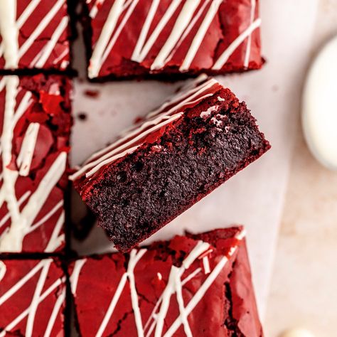 Red Velvet Brownies Red Velvet Brownies Recipe, Happy Hobbies, Gourmet Brownies, Velvet Desserts, Easy Red Velvet, Velvet Brownies, Red Velvet Flavor, Red Velvet Brownies, Dairy Free Brownies