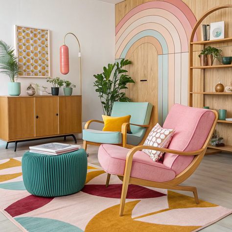 Pastel sweet İnterior with colorful decor element Sweet Interior, Pastel Decor, Contemporary House Design, Modern Exterior, Contemporary Living Room, Colorful Decor, Contemporary Interior, Modern House Design, Staging