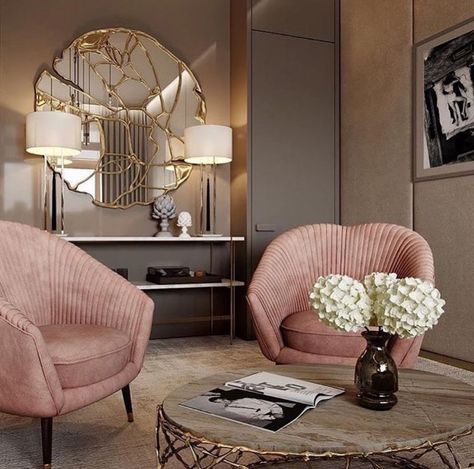 A Touch Of Pink In Your Living Room | Covet House Inspirations Vstupná Hala, Interior Boho, Interior Vintage, Dekorasi Kamar Tidur, Decor Trends, A Living Room, A Mirror, Design Living, Design Case