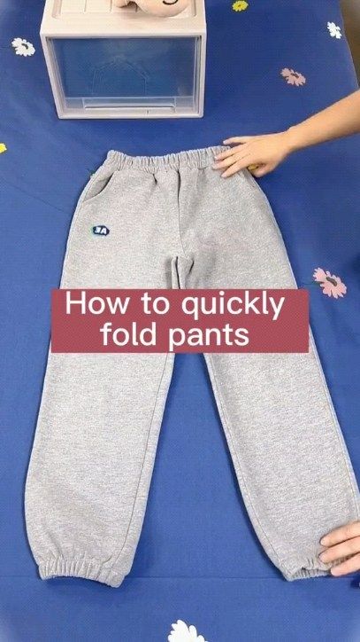 How To Folding | Follow @howtofolding for more content like this! Share you guys with some travel folding tips #organization #organizing #closetorganization | Instagram How To Fold Pyjamas, Folding Sweatpants To Save Space, Folding Tips, Clothes Folding, Folding Jeans, Folding Techniques, Shirt Folding, How To Hang, Slack Pants