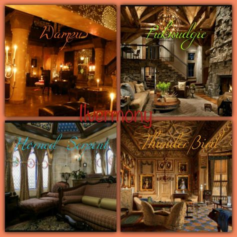 Ilvermorny Common Rooms, Raven Law Common Room, Thunderbird Ilvermorny, Thunderbird Aesthetic, Thunderbird House, American Wizarding School, Hogwarts Interior, Ilvermorny Houses, Horned Serpent