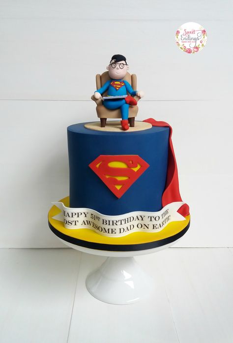 Superman Cake For Men, Superdad Cake, Birthday Cake For Papa, Bible Cake, Superman Cakes, Cake 3d, Dad Birthday Cakes, 45th Birthday, Superhero Cake