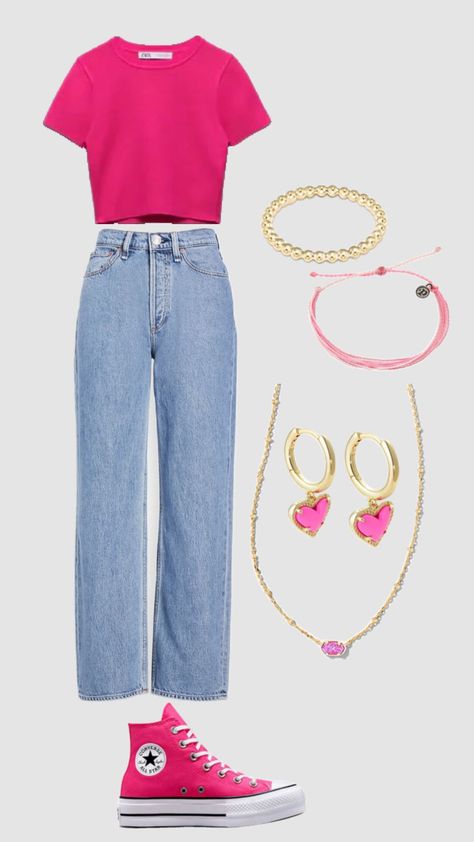 hot pink outfit! 🦩 #pink #outfitinspo #hotpink #backtoschool #summer #outfithelp #outfitideas #hotpinkoutfits Hot Pink Outfit Ideas Casual, Pink Outfit Ideas Casual, Hot Pink Outfit Ideas, Pink Outfit Ideas, Hot Pink Outfit, Outfit Ideas Casual, Outfit Pink, Outfit Collage, Pink Outfits