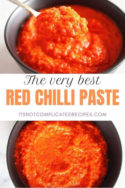 A few simple ingredients are quickly transformed into one of the most full of flavour recipes on the blog - our Red Chilli Paste. #redchillipaste #chilipaste #chillipaste #redchillies #chillirecipes #condiments #cravecookconsume #itsnotcomplicatedrecipes Red Chilli Paste Recipe, Chile Paste Recipe, Chili Paste Recipe, Homemade Chilli, Red Chili Paste, Homemade Hot Sauce, Paste Recipe, Chilli Recipes, Condiment Recipes