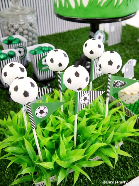 Brazil World Cup: Soccer / Football Inspired Party cake Pops by Bird's Party #football #worldcup #soccer #party #festa #festas #copa #futebol #cakepops Soccer Themed Birthday Party, Soccer Baby Showers, Soccer Theme Parties, Unique Birthday Party Ideas, Soccer Birthday Parties, Soccer Theme, Birthday Party Desserts, Football Birthday Party, Party Dessert Table