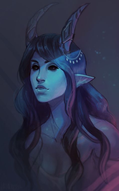 Blue Tiefling, Tiefling Sorcerer, Heroic Fantasy, Fantasy Portraits, Oc Art, Dungeons And Dragons Characters, Dnd Art, Anime Pics, Fantasy Inspiration