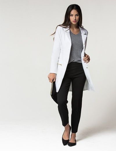 Wearing a long white lab coat almost every day! Doctor Outfit Women White Coat, Lab Coat Fashion, White Coat Outfit, Doctor Outfit, Vests For Women, Medical Outfit, Scrub Jackets, No Way Home, White Lab