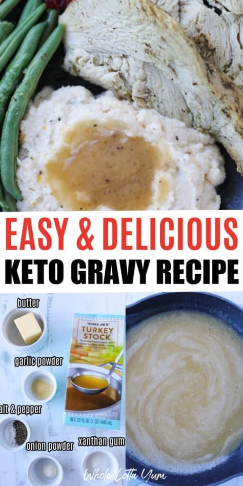 easy keto gravy recipe that's delicious and fun to make Keto Gravy Recipes, Keto Brown Gravy, Keto Turkey Gravy, Gravy For Turkey, Make Ahead Keto, Flour Gravy, Keto Gravy, Gum Recipe, Low Carb Thanksgiving Recipes