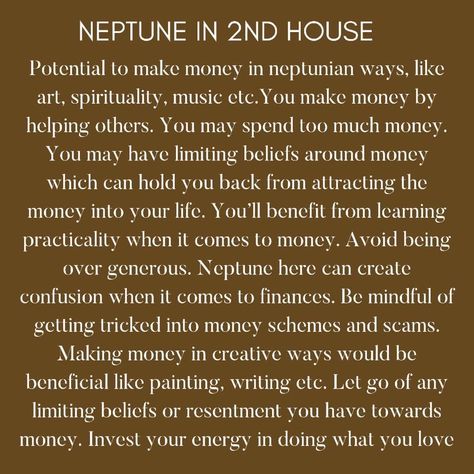 2nd House Stellium, Neptune In 2nd House, Neptune 2nd House, Neptune Astrology, Neptune In Astrology, Venus Astrology, Venus Houses Astrology, Asteroids Astrology Meaning, Leo Sun Scorpio Moon