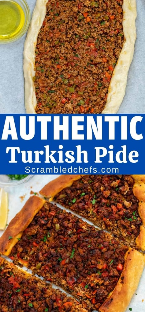 Pide Recipe, Turkish Doner, Pide Bread, Turkish Pide, Turkish Pizza, Tomato And Cheese, Incredible Recipes, Middle Eastern Recipes, Turkish Recipes