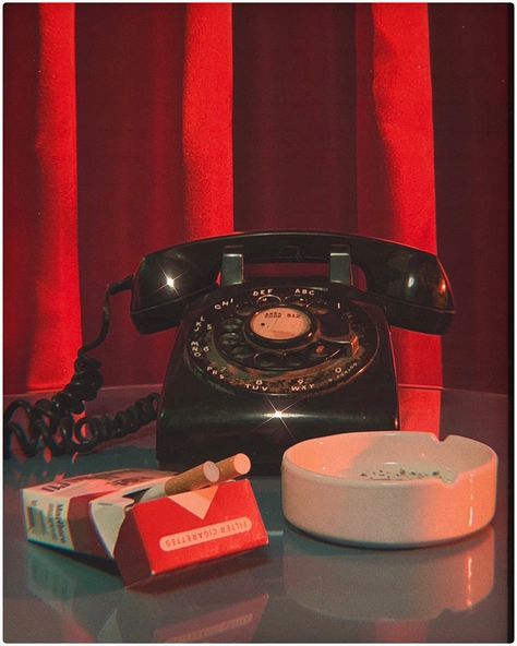 Vintage rotary phone, marlboro red cigarettes, red curtains Vintage Rotary Phone Aesthetic, Red Rotary Phone Aesthetic, Vintage Rotary Phone, Malboro Ciggerate Aesthetic, Red Telephone Aesthetic, Rotary Phone Aesthetic, Mảlboro Aesthetic, Red Vintage Phone, Vintage Red Aesthetic