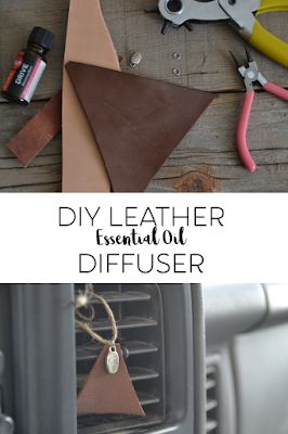 DIY Leather Essential Oil Diffuser for the Car. Essential Oil Crafts, Leather Car Freshies Diy, How To Make Leather Car Freshners, Leather Air Freshener Diy, Car Diffuser Diy, How To Make Leather Air Fresheners, Diy Car Diffuser, Leather Diffuser, Diy Car Diffuser Essential Oils