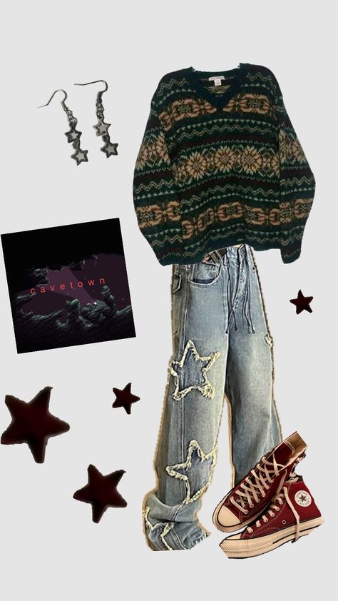 #cavetown #transrights #outfitinspo #stars Cavetown Aesthetic Outfits, Cavetown Concert, Fairy Grunge Outfit, Grunge Fits, Concert Outfit Summer, Casual Outfit Inspiration, Crazy Outfits, Funky Outfits, Wardrobe Outfits