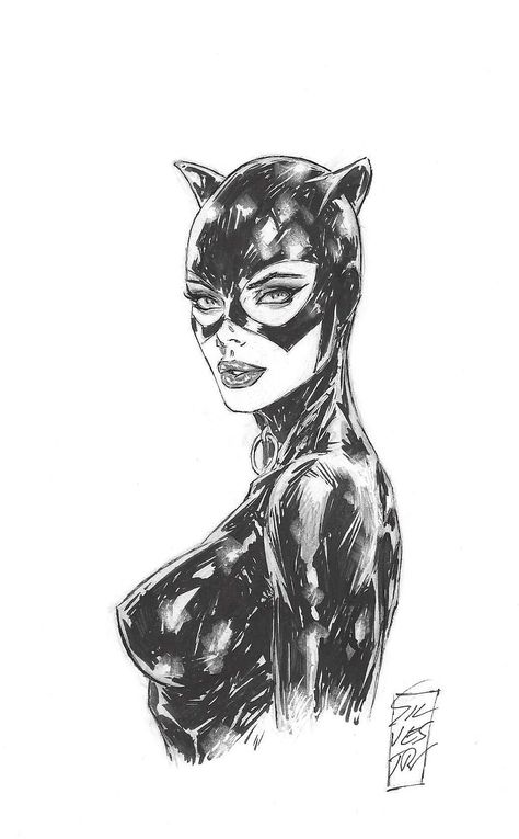 Cat Woman Drawing Sketches, Cat Woman Tattoo Design, Cat Woman Sketch, Catwoman Tattoo Ideas, Cat Woman Drawing, Cat Woman Aesthetic, Catwoman Logo, Catwoman Tattoo, Comic Black And White