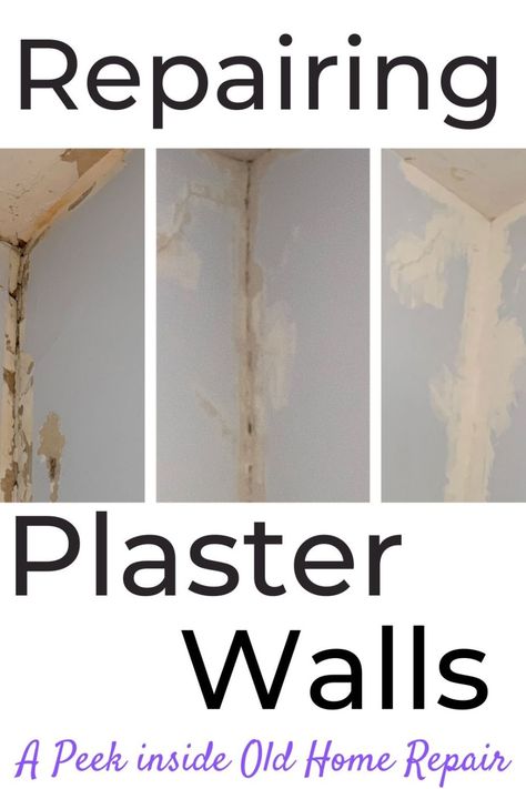 A look inside repair the old plaster in an 1890 Victorian home in the corner of a bedroom with water damage. A DIY project in home restoration that anyone can handle. Plaster Ceiling Repair, Repairing Plaster Walls, Plaster Walls Diy, Hanging Drywall, Plaster Repair, Old Victorian Homes, House Vibes, Victorian Kitchen, House Restoration