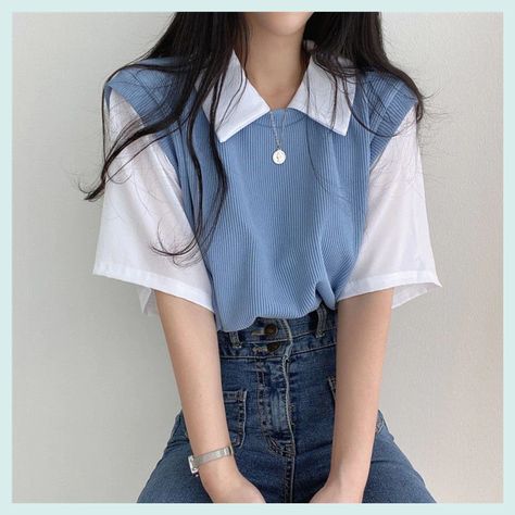 Preppy Mode, Preppy Shorts, Estilo Preppy, Loose Tees, Dresses 2024, Collars For Women, Collar Top, Spring Style, Spring Summer Outfits