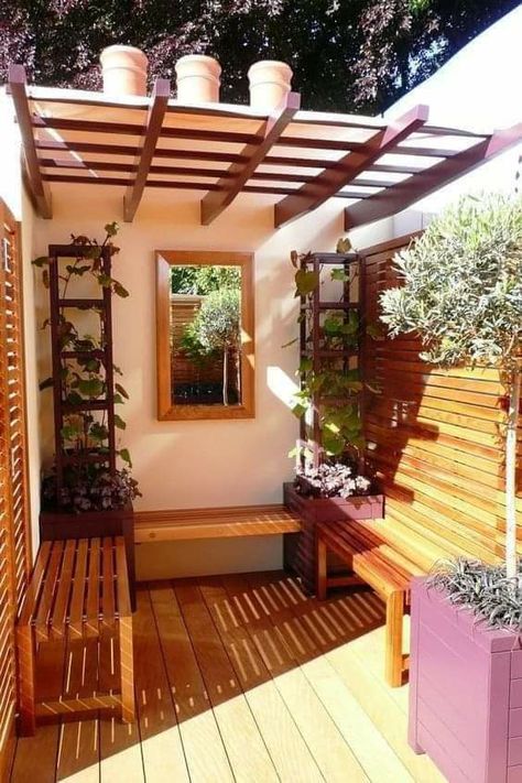 Balcony Pergola, Small Patio Design, Small Balcony Garden, Contemporary Seating, Terrace Decor, Rooftop Terrace Design, Small Balcony Design, Small Balcony Decor, Home Garden Design