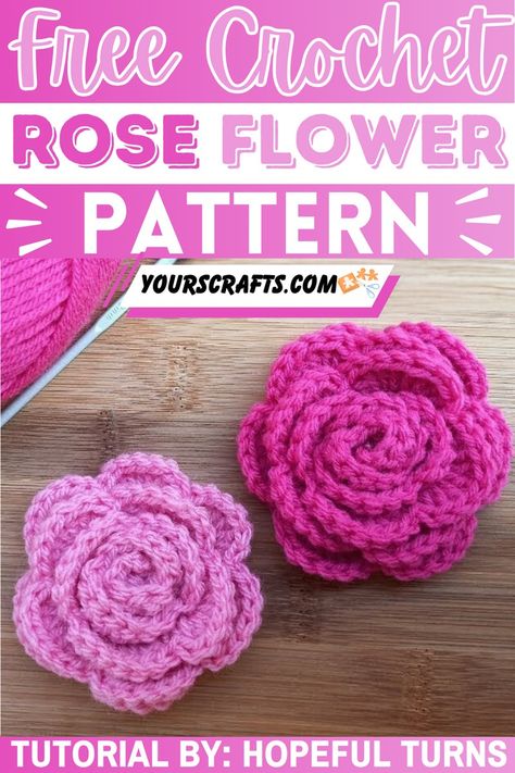 Crochet Rose Flower Patterns To Brighten Your Home - Yours Crafts Crochet Rose Flower Patterns, Knit Rose Pattern, Crochet Rose Flowers Free Pattern, Crochet Puff Flower Pattern, Free Rose Crochet Pattern, Crochet Rosette Pattern Free, Crochet Roses Free Pattern Easy, Easy Crochet Rose Pattern Free, Easy Crochet Flower Pattern