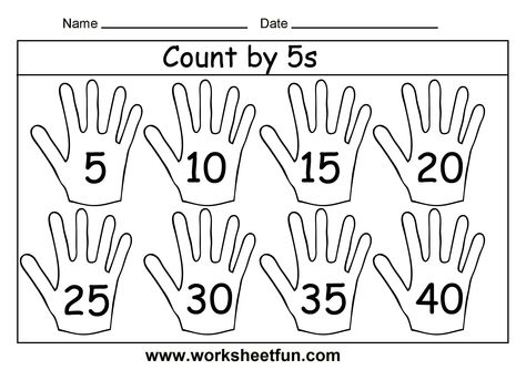 Count by 5s - 3 Worksheets Count By 5's Worksheet Free Printable, Skip Counting By 5, Skip Counting By 5's, Skip Counting Worksheets, Counting In 5s, Kindergarten Math Free, Counting By 5's, Kindergarten Math Worksheets Free, Math Sheets