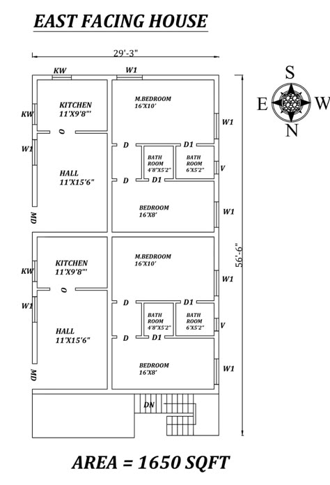 Autocad Drawing file shows 29'3 2 Portion House Plan, Vastu Plan, East Facing House Plan, Sketch Building, 30x50 House Plans, Budget House Plans, West Facing House, 20x40 House Plans, House Models