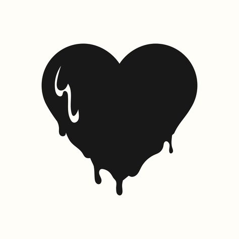 Melting Heart Tattoo, Melting Heart, Heart Icon, Heart Illustration, Heart Symbol, Heart Tattoo, Black Heart, Design Resources, Royalty Free Images