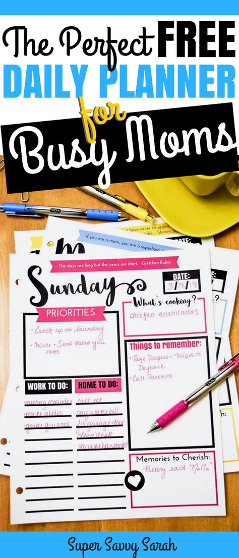 Busy Mom Planner - FREE Daily Planner! This daily planner gives you a place to jot down your memories worth cherishing with your family while keeping you organized in your daily life. Great to keep busy moms organized! #planner #dailyplanner #planneraddict #busymom Mom Organization Planner, Busy Mom Planner Free Printable, Mom Planner Printables Free, College Organization Binder, Busy Mom Planner, Best Planners For Moms, Organized Planner, Free Daily Planner, Student Planner Printable