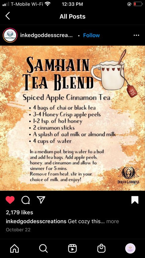 Samhain Tea, Tea Magick, Apple Cinnamon Tea, Samhain Ritual, Detox Waters, Witch Spirituality, Witchy Things, Spiced Apples, Detox Water