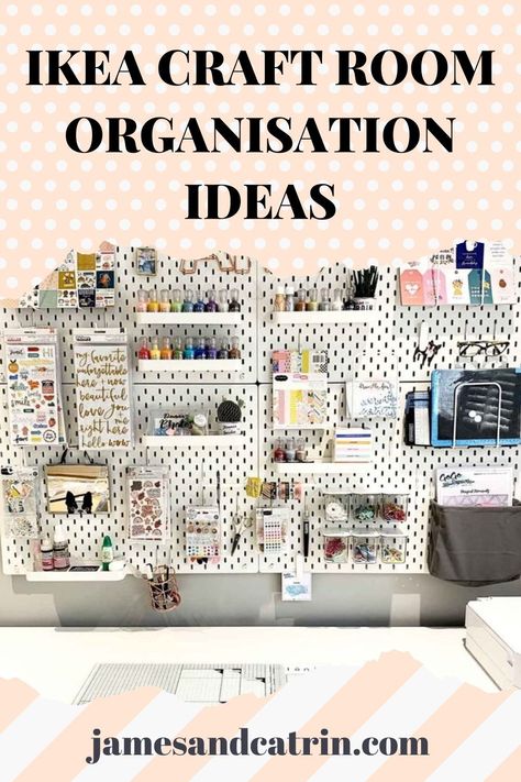 Craft, create and organise with these Ikea craft room organisation ideas. The best way to organise a craft room using affordable Ikea products. #ikeacraftroom #organisation #storage #ikeahacks Ikea Craft Room Ideas Small Spaces, Ikea Craft Room Ideas, Quilting Storage, Ikea Sewing Rooms, Pegboard Craft Room, Craft Room Organisation, Ikea Pegboard, Ikea Art, Ikea Craft Room