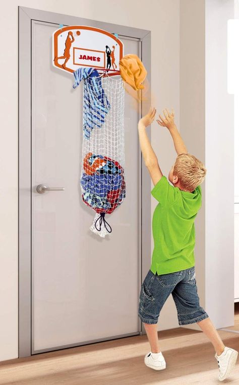 Bundaloo Basketball Laundry Hamper Bathroom Laundry Hamper, Clean Clutter, Basketball Bedroom, Kid Laundry, Boy Girl Room, Hamper Basket, Youth Room, Basketball Hoop, Slam Dunk