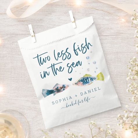 Two Less Fish In The Sea, Beach Theme Wedding Favors, Fish In The Sea, Nautical Wedding Theme, Sea Wedding, Beach Themed Party, Watercolor Fish, Modern Script Font, Invitations Diy