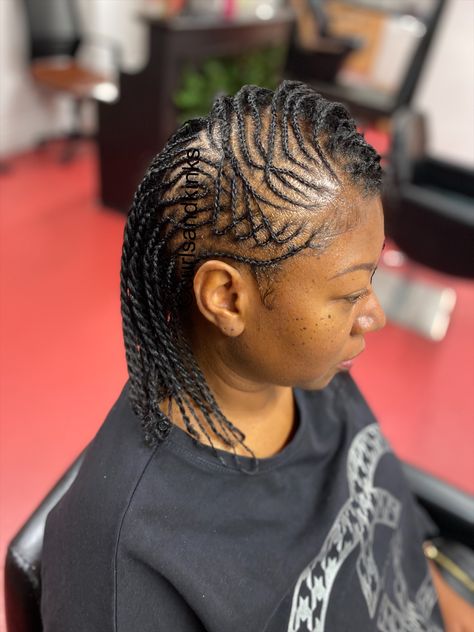 Twist with a few cornrows done here at Curls and Kinks Hair Studio. Kinking Hair Styles Twisting, Natural Twists, Hair Studio, Twist, Natural Hair Styles, Dreadlocks, Hair Styles, Hair, Beauty