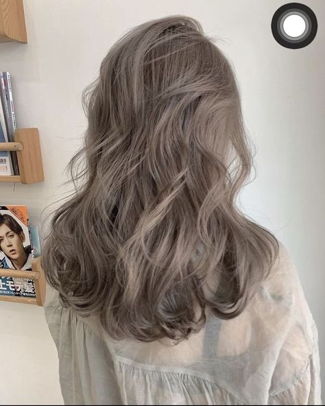 Korean Hair Color Brown Ash, Sterling Hair Color, Milk Tea Gray Hair, Smoky Beige Hair Color, Dark Gray Brown Hair, Brownish Grey Hair, Dust Ash Hair Color, Ash Beige Hair Color, Korean Ash Blonde Hair