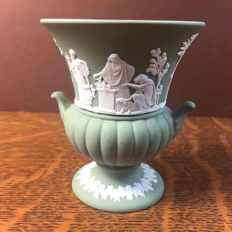 Vintage Wedgwood Jasperware Sage Green 3.5" Pot Vase Urn Made in England. In good condition with light wear, marks - see pics. Vintage Wedgwood Jasperware Sage Green 3.5" Pot Vase Urn Made in England Vintage Wedgwood Jasperware Sage Green 3.5" Pot Vase Urn Made in England Description Vintage Wedgwood Jasperware Sage Green 3.5" Pot Vase Urn Made in England. In good condition with light wear, marks - see pics.   (SH00)   Click images to enlarge Get images that make Supersized seem small. Showcase your items with Auctiva's Listing Templates! THE simple solution for eBay sellers. Track Page Views With Auctiva's Counter