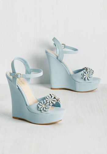 The world's most perfect blue wedding shoes? | Offbeat Bride Wedding Shoes Platform, Wedge Wedding Shoes, Wedding Shoes Low Heel, Platform Wedges Shoes, Blue Wedding Shoes, Blue Wedges, Low Heel Wedges, Vintage Heels, Blue Heels