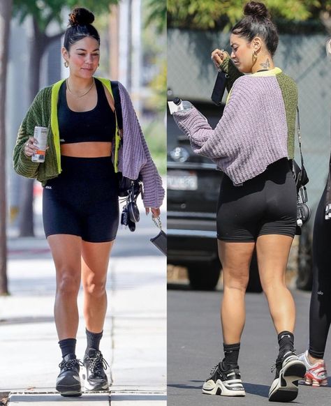 Shorts Gym Outfit, Vanessa Hudgens Outfits, Fancy Looks, Wither Storm, Kibbe Gamine, Bike Shorts Outfit, Comfortable Summer Outfits, Vanessa Hudgens Style, Workout Inspo