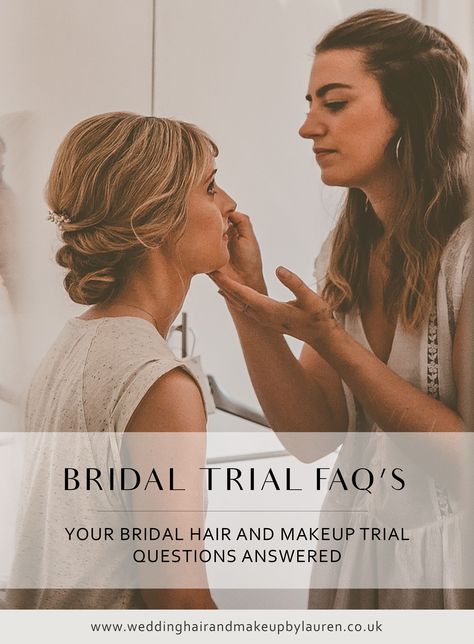 Do I really need a hair and makeup trial? How does a trial work? How long does it take? Got some questions about your bridal hair and makeup trial? I've put together a list of some of my frequently asked questions regarding a bridal hair and makeup trial. #bridaltrial #weddinghairandmakeup #bridalmakeupartist #weddingprep Types Of Bridal Makeup, Bridal Trial, Wedding Hair Makeup, Makeup Trial, Hair And Makeup Tips, Before The Wedding, Hair Creations, Bridal Event, Bridal Makeup Artist