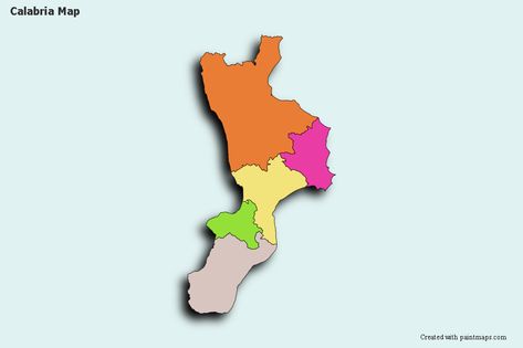 Create Custom Calabria Map Chart with Online, Free Map Maker. Color Calabria Map with your own statistical data. Online, Interactive, Vector Calabria Map.  Data Visualization on Calabria Map. Map Data Visualization, Statistical Data, Map Maker, Free Maps, Calabria, Data Visualization, City Map, Map, Color