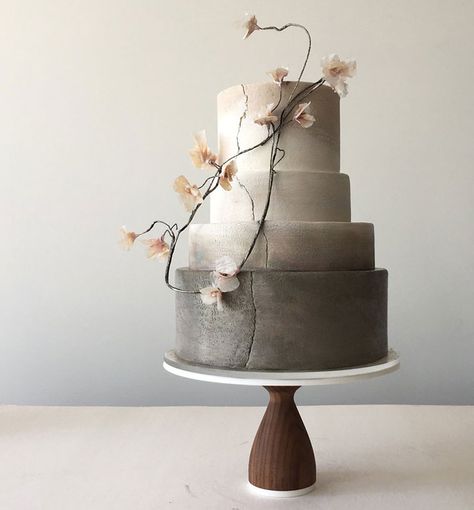 Modern Masterpieces ~ Jasmine Rae Wedding Cakes ~ neutral ombré wedding cake with rice paper flowers Cake With Rice Paper, Wedding Cake Neutral, Ombré Wedding Cake, Rice Paper Flowers, Wabi Sabi Wedding, Jasmine Rae, Blossom Cake, Wedding Cake Ombre, Black Wedding Cakes