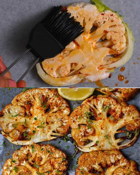 Grilled Cauliflower Steaks - Greenku Recipes Grilled Cauliflower Steaks, Crispy Parmesan Potatoes, Roasted Cauliflower Steaks, Oven Roasted Cauliflower, Grilled Cauliflower, Veggie Patties, Potato Wedges Recipe, Wedges Recipe, Vegetarian Main Course