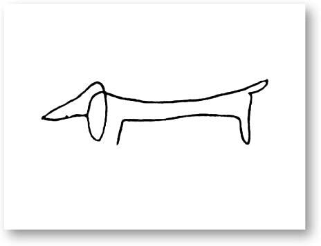 Amazon.com: Dog - Pablo Picasso Dachshund (Wiener Dog) Sketch Line Art Print - 8x10 inch: Posters & Prints Picasso Dachshund, Sketch Line Art, Dog Line Drawing, Dog Sketch, Line Art Print, Mini Dachshund, Dog Tattoos, Wiener Dog, Doodle Patterns