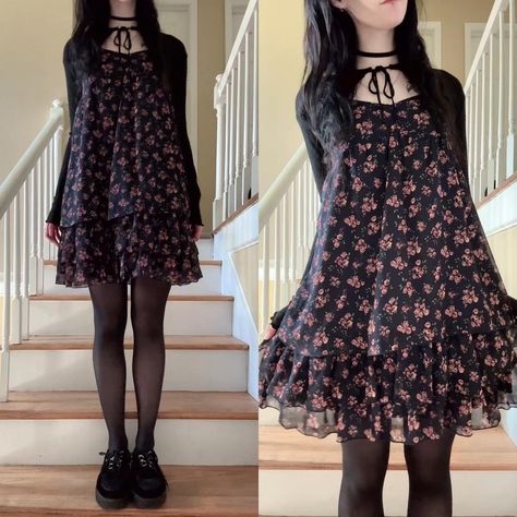 Japanese brand floral babydoll dress ♡ 

❥ navy and... - Depop Emo Aesthetic Outfit, College Freshman, Floral Babydoll Dress, Tumblr Outfits, Aesthetic Style, Thrift Finds, Swaggy Outfits, Really Cute Outfits, Fashion Lookbook