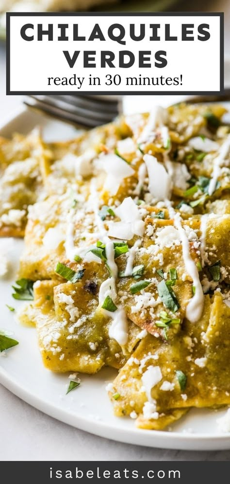 Chilaquiles With Tortilla Chips, Mexican Spaghetti Verde, Chilaquiles Breakfast Casserole Smitten Kitchen, Crockpot Chilaquiles, Baked Chilaquiles Recipe, Salsa Verde Eggs, Chile Quilles Recipe Verde, Easy Chilaquiles Recipe Simple, Chilaquiles Recipe Mexican Green