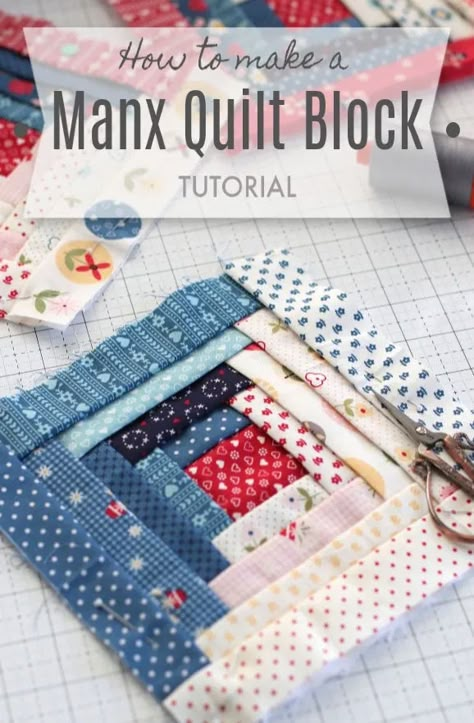 How to Make a Manx Quilt Block | Tutorials | Diary of a Quilter Tree Quilt Block, Colchas Quilting, Diary Of A Quilter, Baby Quilt Tutorials, Projek Menjahit, Beginning Quilting, Log Cabin Quilt Blocks, Cabin Quilt, Log Cabin Quilts