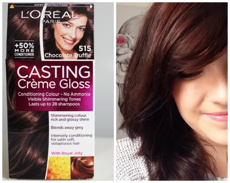 The Review: L'Oreal Casting Creme Gloss Loreal Hair Color Chart, Loreal Casting Creme Gloss, Medium Auburn Hair, Box Hair Dye, Brown Hair Color Chart, Casting Creme Gloss, Loreal Hair Color, Hair Gloss, Hair Color Streaks