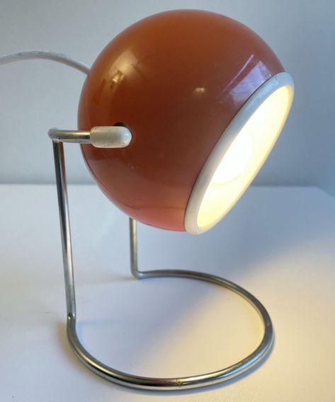 70s eye ball table lamp | #187677 70s Desk, Zen Table, Ball Table Lamp, Orange Table Lamps, Yellow Desk, Green Table Lamp, Green Desk, Art Deco Desk, Eye Ball