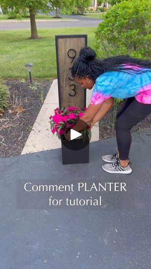 268K views · 33K reactions | I’m back with the second project in my You can Make this series! Its a super cute and easy to make porch planter box .  And it’s also a great mother’s gift and all you need is a 1x12x8 common board and a few other items like paint, stain (I used @minwaxusa in Ebony), numbers and flowers for the box to create this. This can totally be done in a day if you have the time and its a super thoughtful gift. Comment PLANTER and I’ll send you the tutorial tonight :) If you don’t receive it, it’ll be listed in my highlights later tonight! So who’s making this for their mom? | Nneka Mosley | DIY & Design + Lifestyle | PA | Mount Hayes · Isn't She Lovely (Acoustic Version) Porch Planter Boxes, Backyard Dyi, Diy Planters Outdoor, Front Porch Planters, Diy Front Porch, African Violets Plants, Porch Planters, Violet Plant, Cabin Exterior