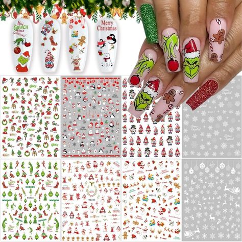 Christmas Nail Art Stickers 3D Self-Adhesive Winter Snowflake Nail Stickers Elk Santa Claus Snow Xmas Nail Decals Design Xmas Gnome Nail Art Decorations for Women Girls Acrylic Nails DIY New Year Nail Christmas Party Nails, Nail Decals Designs, Xmas Nail, Christmas Tress, Snowflake Nail, Xmas Nail Art, Christmas Nail Stickers, Nail Art Stickers Decals, Manicure Tips