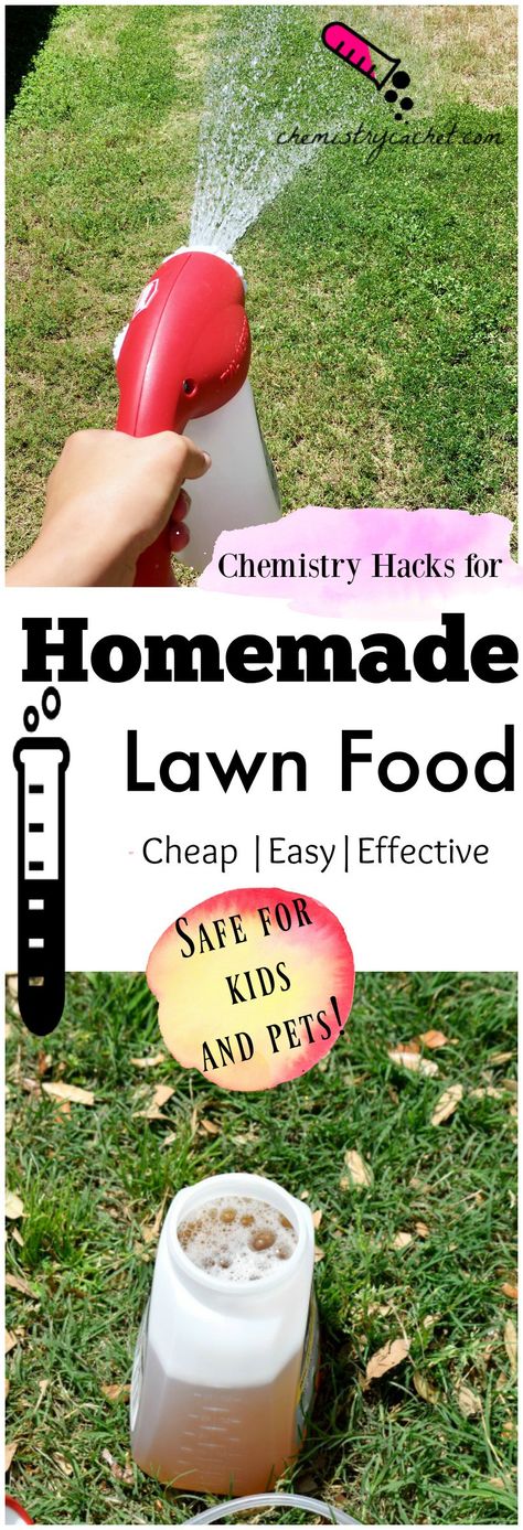 Another fantastic chemistry hack homemade lawn food. Easy, cheap and effective! Full tutorial for homemade lawn fertilizer on chemistrycachet.com Lawn Fertilizer Diy, Grass Fertilizer, Lush Recipes, Lawn Food, Miracle Grow, Homemade Cleaners, Lawn Fertilizer, Diy Lawn, Lawn Care Tips